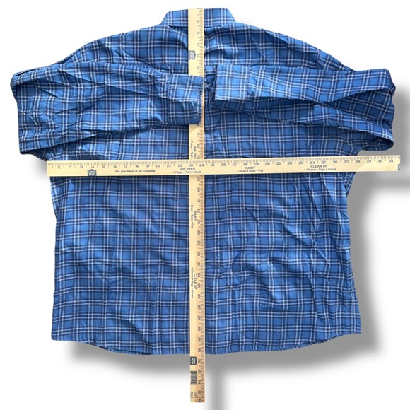Peter Millar Cotton Plaid Dress Shirt XXL Blue Classic Fit Button Front - Picture 8 of 9